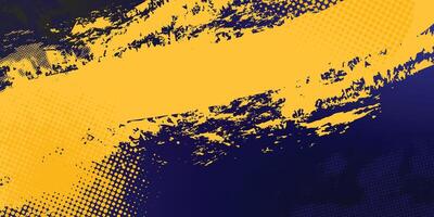 Yellow Background with Black Distressed Grunge Texture, Splatter Marks, and Paint Dots. vector
