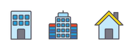 building icons set illustration on white background vector
