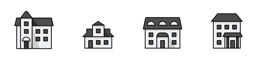 Collection of houses in flat design on white background colour vector