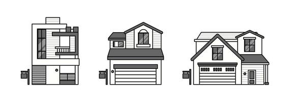 set of line building icons on white background vector