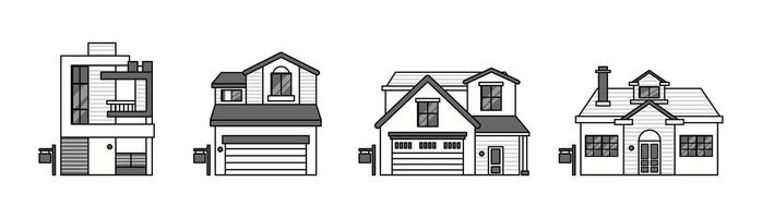 set of line building icons vector