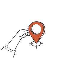 hand pointing to a location pin icon vector
