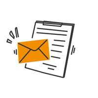 email notification icon with envelope and paper vector
