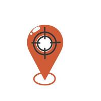 a red pin with a target on it vector