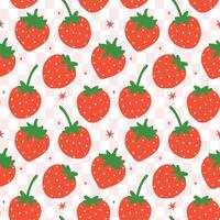 Reto Coquette Valentine Heart Strawberry Bow Seamless Pattern on checkered background vector