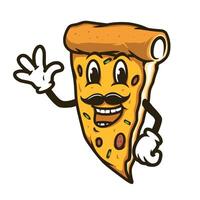 Pizza Character with mustache mascot design vector