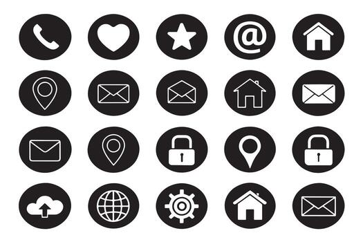 Versatile Black Circle Icon Set for Web and Print Designs vector