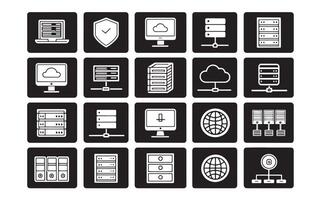Modern Cloud Computing and Data Center Icons for Digital Use vector