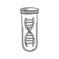 DNA helix floating in a transparent tube in a research facility vector