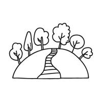 Hill with a winding path leading upward vector