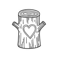 Heart symbol carved into a tree trunk vector
