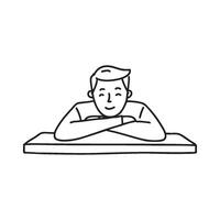 Head resting on crossed arms on a desk vector