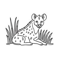 A hyena resting in the tall grass of the savannah vector