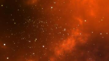 Glistening, multicolored particles moving in an abstract animation against a orange background. footage. Vibrant animation video