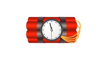 Bomb dynamite and countdown analog clock animation video