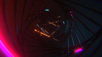 Cyan and Orange and Pink Neon Strobe Beautiful Spiral Sci-Fi Background VJ Loop I 4K video