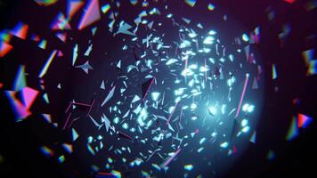 ciano e Rosa brilhante abstrato túnel com vôo vidro partículas fundo vj ciclo Eu 4k video