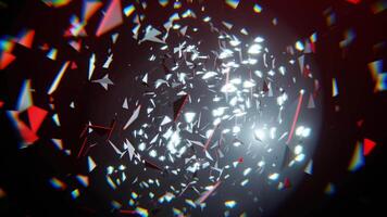 vermelho e branco brilhante abstrato túnel com vôo metal partículas fundo vj ciclo Eu 4k video