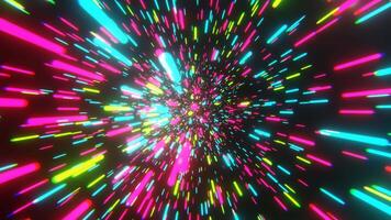 Cyan Pink and Light Green Infinite Hyper Space Neon Tunnel Background VJ Loop I 4K video