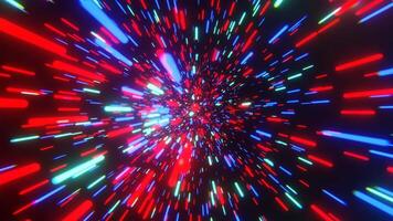 Blue Red and Turquoise Infinite Hyper Space Neon Tunnel Background VJ Loop I 4K video