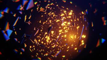Blue and Orange Bright Abstract Tunnel With Flying Metal Particles Background VJ Loop I 4K video
