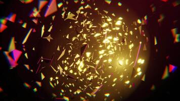 Pink and Gold Bright Abstract Tunnel With Flying Metal Particles Background VJ Loop I 4K video