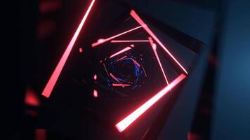 Blue and Light Red Sci-Fi Spiral Neon Strobe Corridor Background VJ Loop I 4K video