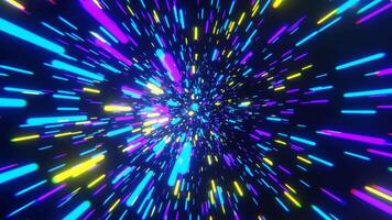 Purple Cyan and Yellow Infinite Hyper Space Neon Tunnel Background VJ Loop I 4K video