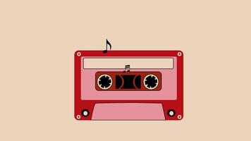 An animation of a red cassette player with alpha channel transparency. Loop video
