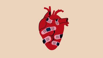 A heartbeat heart wrapped in plasters, representing the Anti Valentine's Day concept, with alpha channel transparency for seamless use video