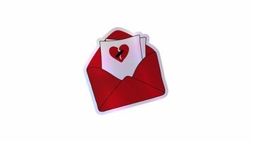 Postcard with no text inside with a broken heart sign. Alpha channel transparency video