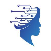 Artificial intelligence and human face logo flat design vector