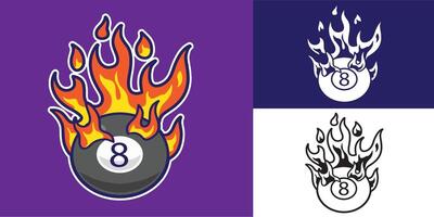 set of eight ball with fire good for sticker, badge, element design, icon, logo, etc vector