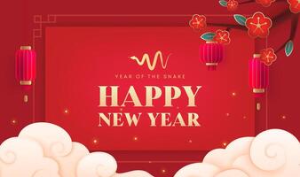 Spring Festival background design New Year wishes red background vector