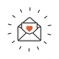 The envelope and a card with a heart inside isolated illustration. vector