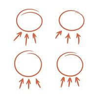 Hand drawn red circle marker set isolated illustration. vector