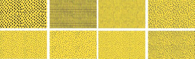 Collection of small dash seamless patterns. wallpaper with hand drawn sprinkles. vector