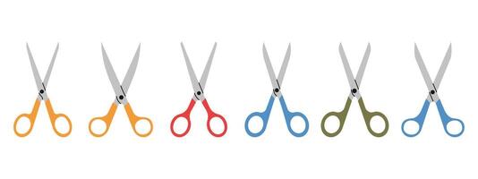 Set of open scissors. Hand drawn illustration vector