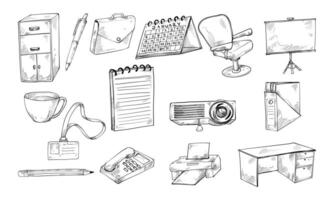 office room handdrawn collection vector
