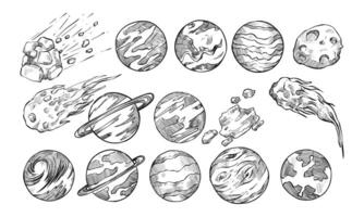 space universe handdrawn collection vector