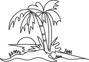 forest Sunset palm trees vector