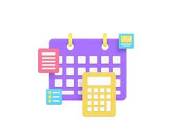 Business planning workflow process time management 3d icon realistic illustration vector