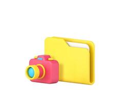 Multimedia content archive storage folder with camera 3d icon realistic illustration vector