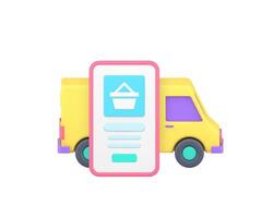 Online shopping order delivery digital store smartphone application 3d icon realistic vector