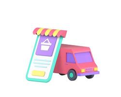 Online shopping order purchase delivery smartphone application 3d icon realistic vector