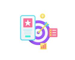 Smartphone application production development analyzing 3d icon realistic illustration vector