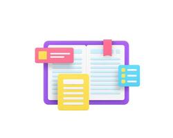 Planning and analyzing diary business notepad 3d icon realistic illustration vector