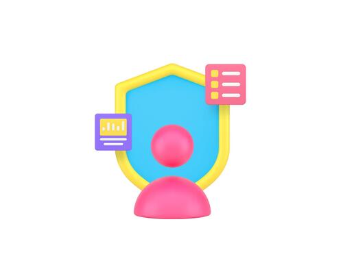 Personal data account security protection 3d icon realistic illustration