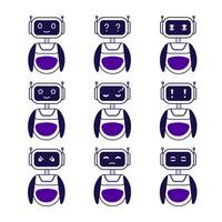 Robot emotion set. Chatbot avatar. Chatbot character head with different feelings. Digital assistant. Icon . Childhood vector