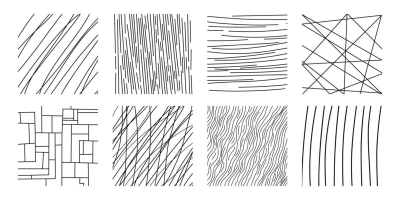 Set abstract pattern of black lines on a white background. Hand drawn illustration. lines different lengths and randomly spaced, Background abstract